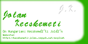 jolan kecskemeti business card